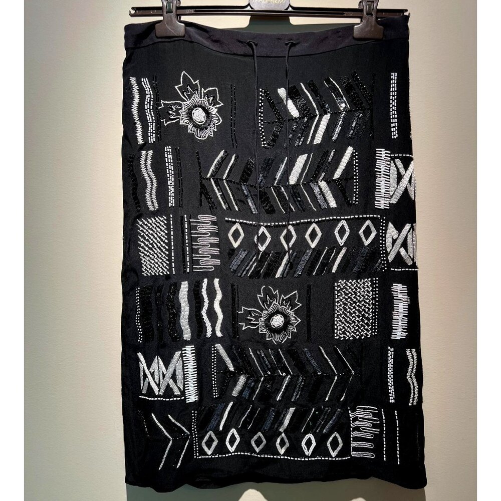 Vintage Etro Ethnic Tribal Design Skirt 100% Silk Size 44 Used-Great, Italy